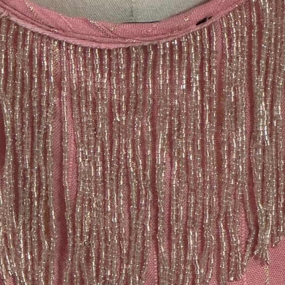 BOSTON PROPER Pink Gold Embellished Beaded Fringe Mini Dress Size S‎ Vacation - Picture 8 of 12